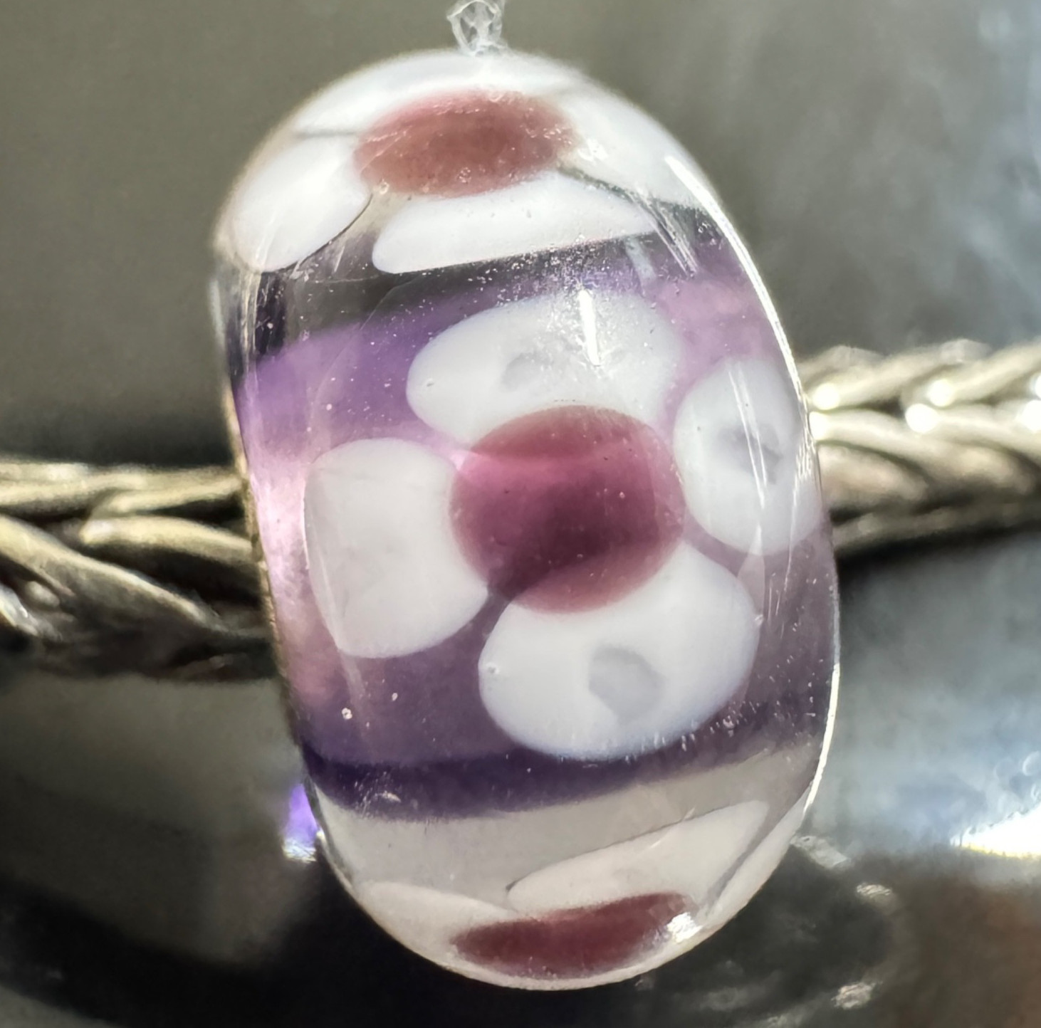 Trollbeads Purple Flower Event Only Unique OOAK
