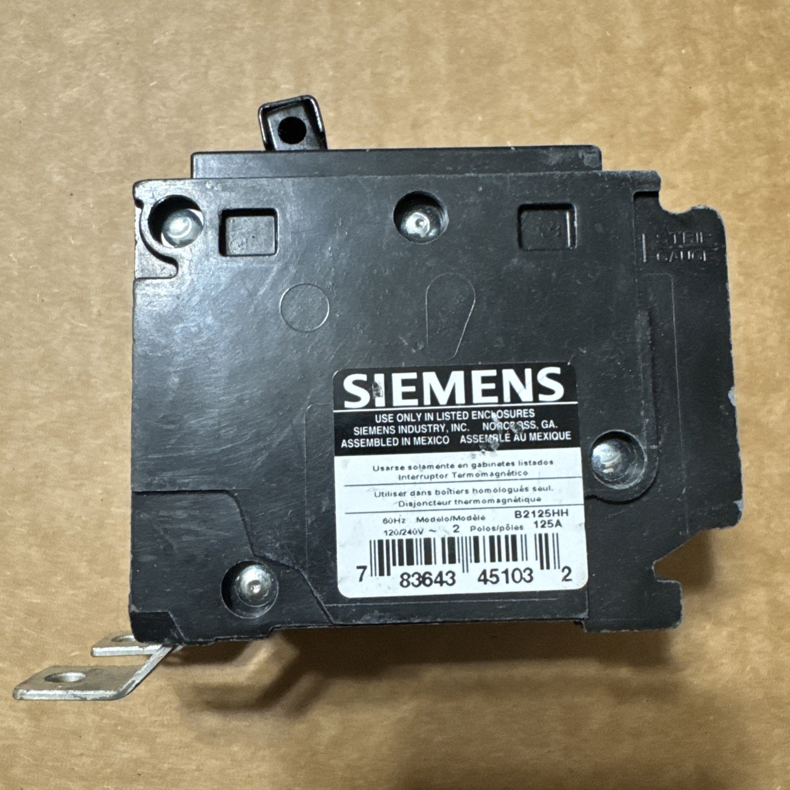 NIB - Siemens - B2125HH - 125-Amp Double Pole 120/240-Volt 65Kaic Bolt In