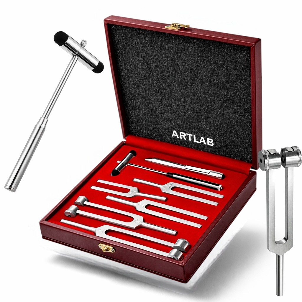 PREMIUM 7 Tuning Fork Set Medical Chiropractic  Diagnostic instruments W/Hammer