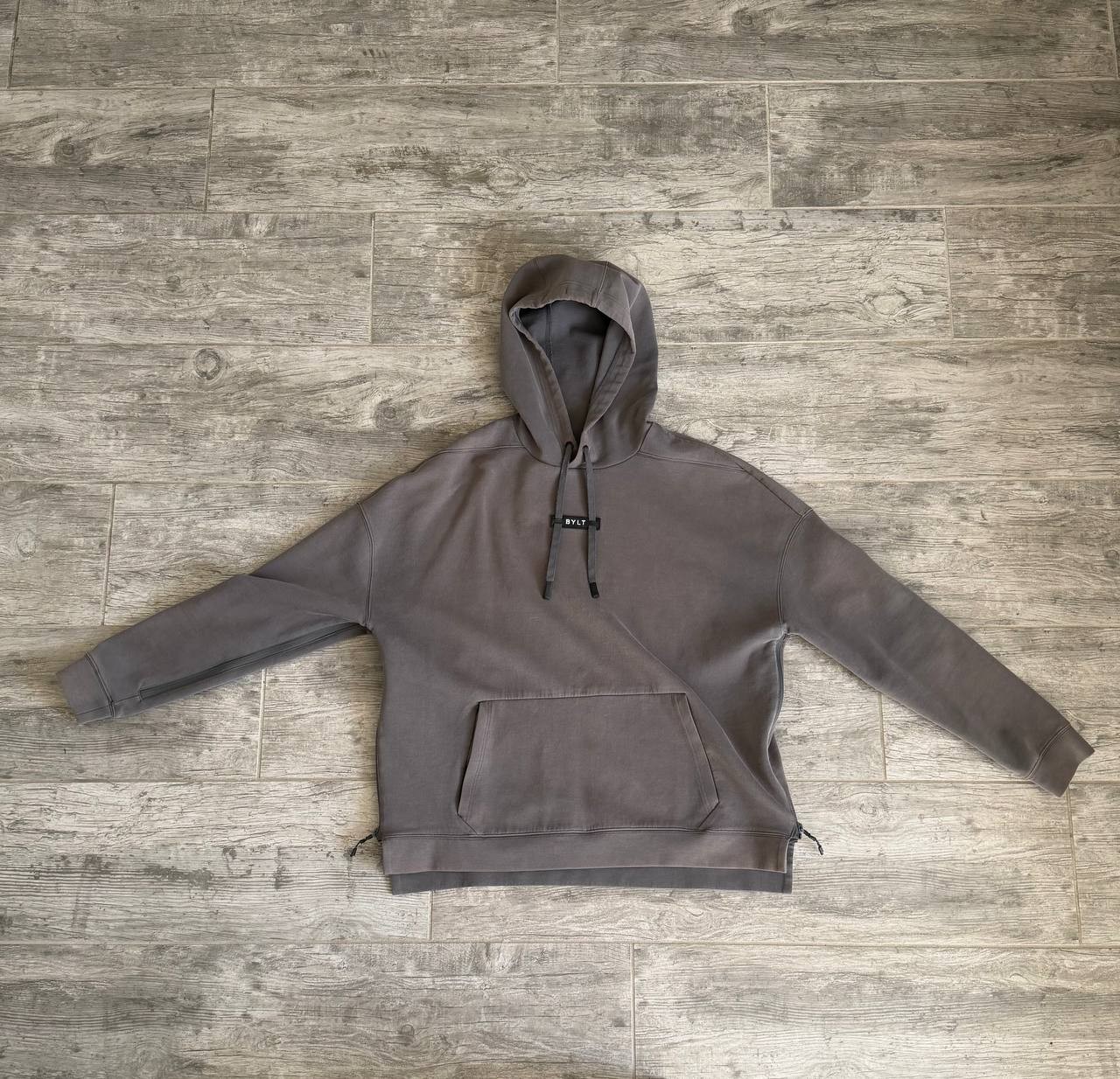 BYLT Premium Basics Pullover Hoodie Cotton Blend L Gray