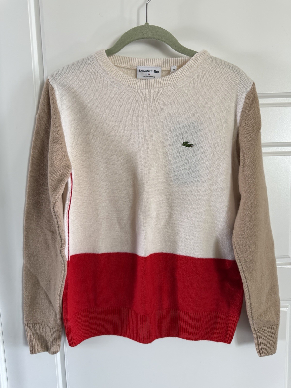  Lacoste Women’s Color block Wool Sweater Size 32-0 $225