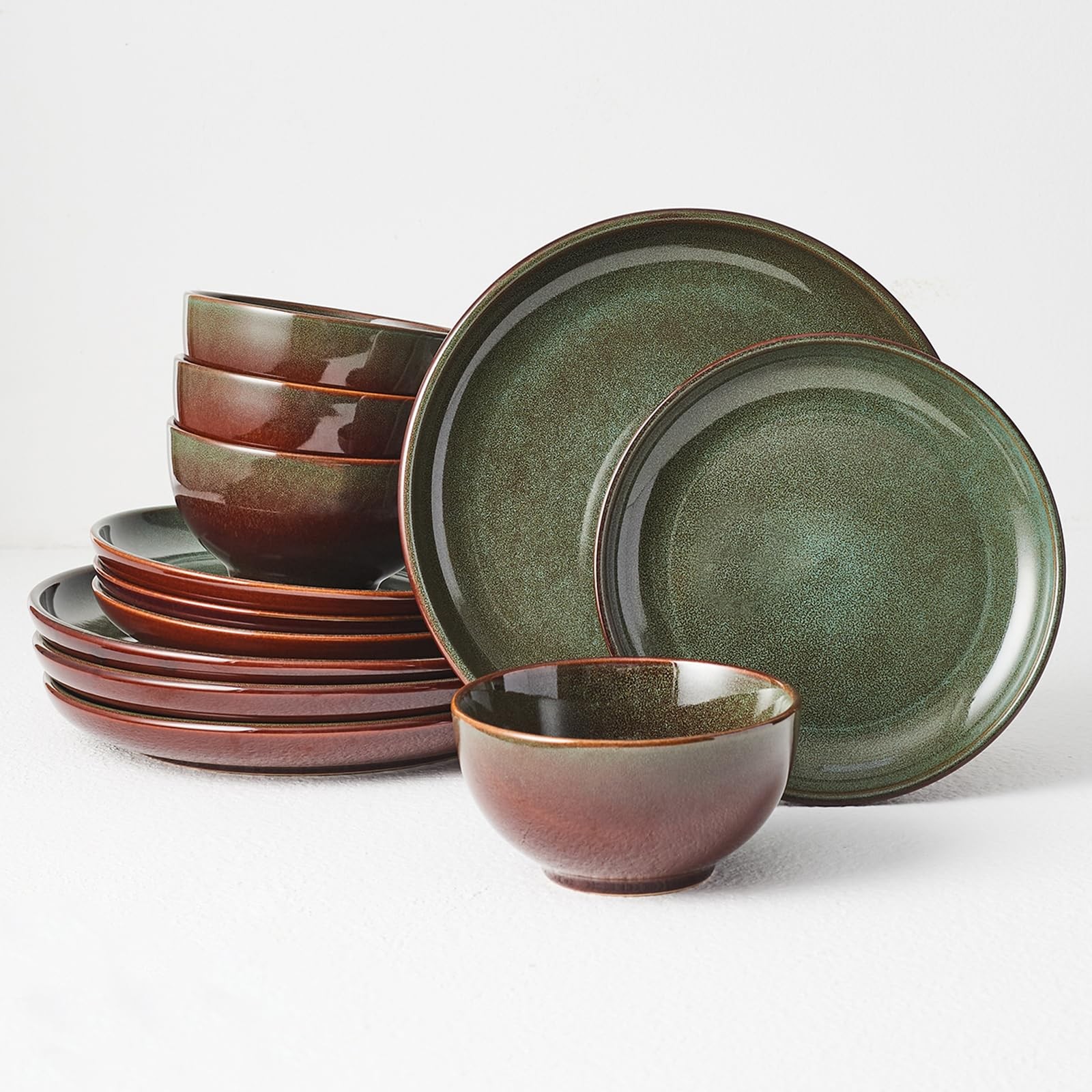 Pokini Stoneware Dinnerware Sets for 4 12pcs Plates and Bowls Sets Dishes Pokini Stoneware Dinnerware Sets for 4 12pcs Plates and Bowls Sets Dishes