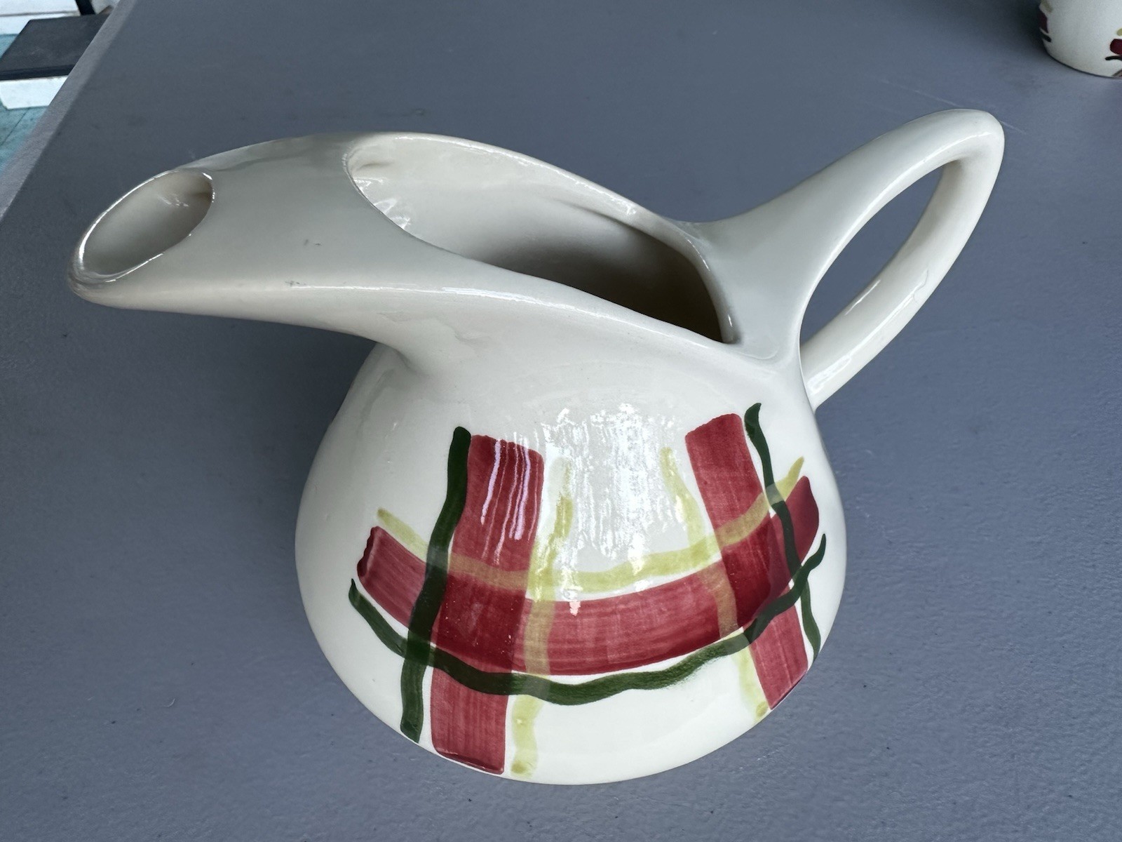 Vintage Purinton Normandy Plaid Large Teapot w Lid Hand Painted 1950s Slipware