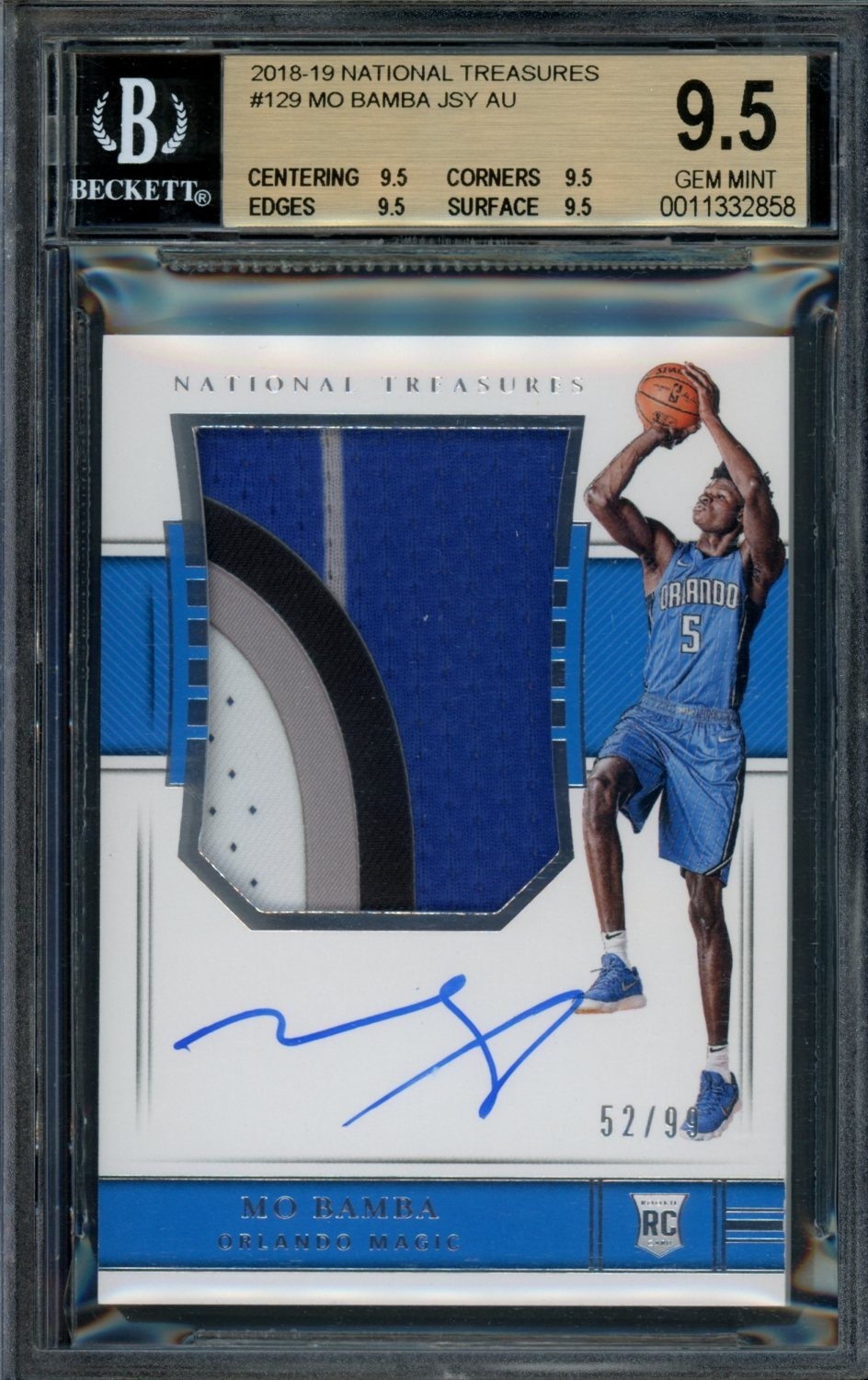 2018 National Treasuresd #129 MO BAMBA Rookie Patch Auto RPA /99 BGS 9.5/10 True