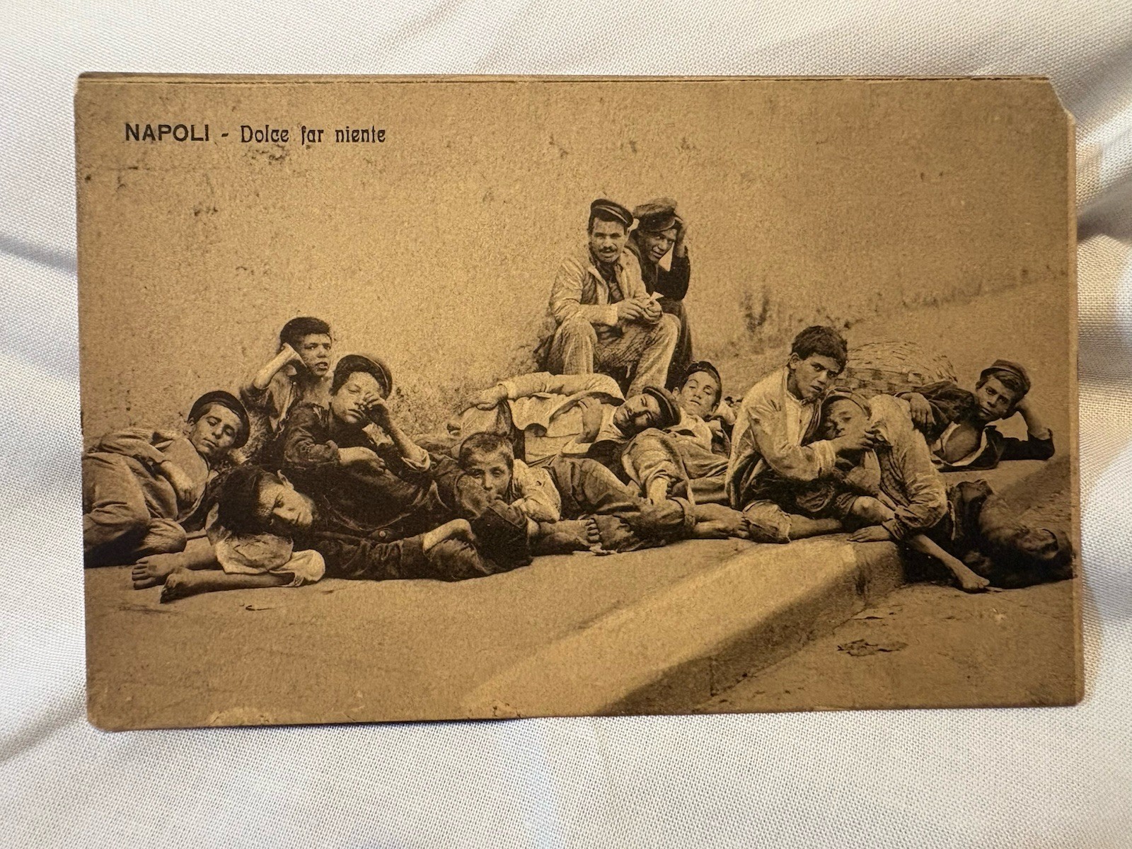 Antique Naples Postcard Dolce Far Niente Children Scugnizzi Vintage Italy c1905