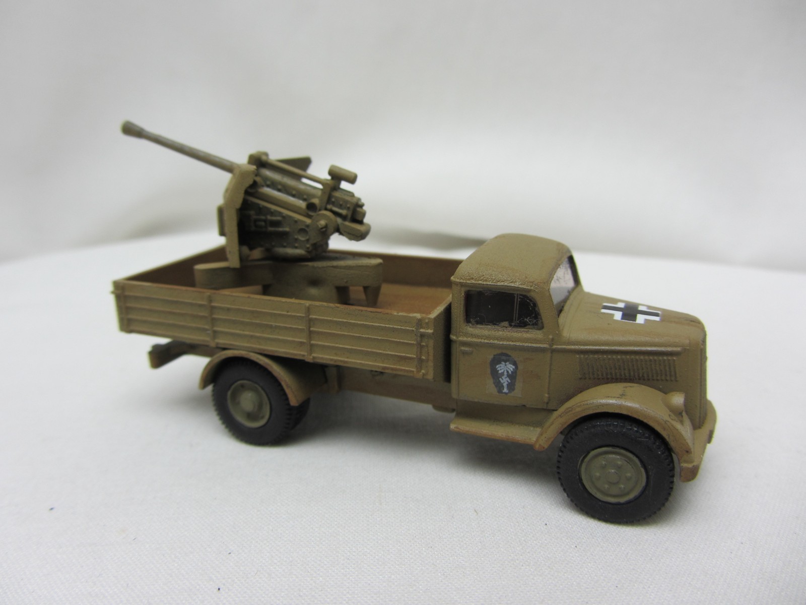 Wiking HO Scale Custom German WWII Opel Blitz Truck w Roco 37mm Flak Gun