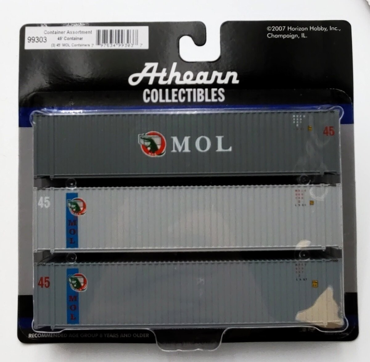 Athearn 99303 HO Scale MOL 45\' Container Assortment  #45  (10 Packs of 3)