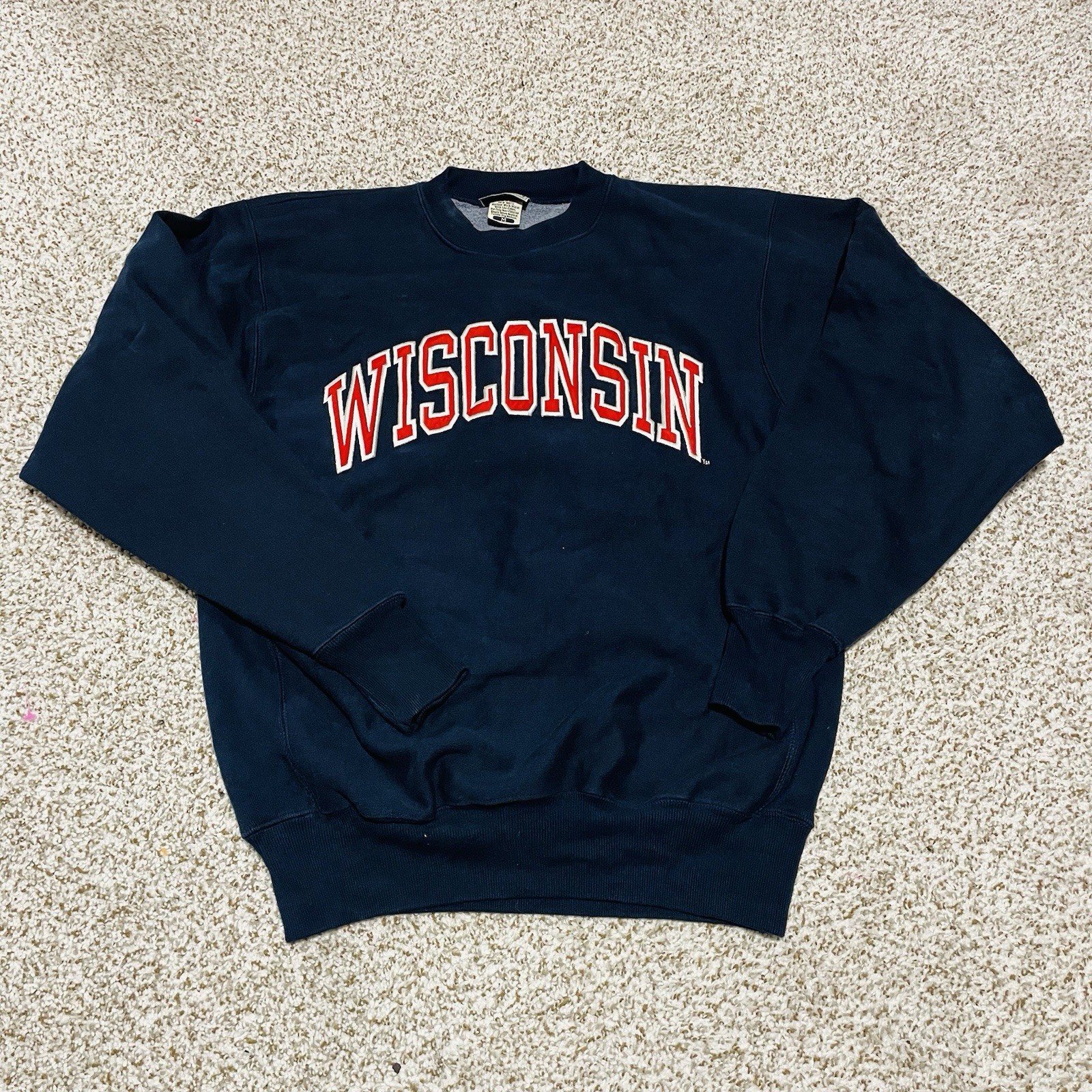 Vintage Steve & Barry\'s Wisconsin Badgers Crewneck Sweatshirt Navy Blue M Heavy