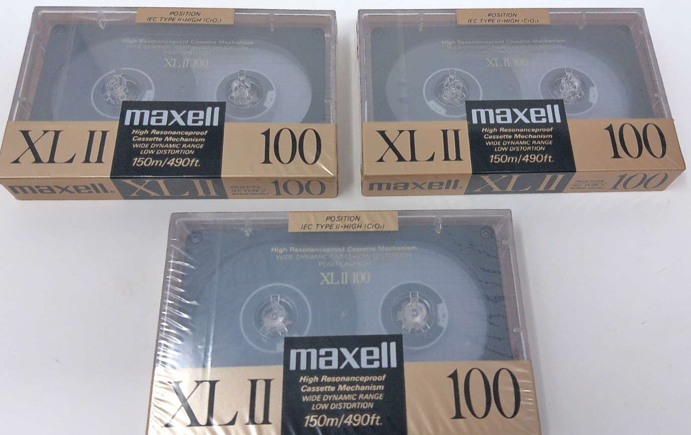 *NEW SEALED* 3 Maxell XLII 100 Position IEC Type II High (CrO2)