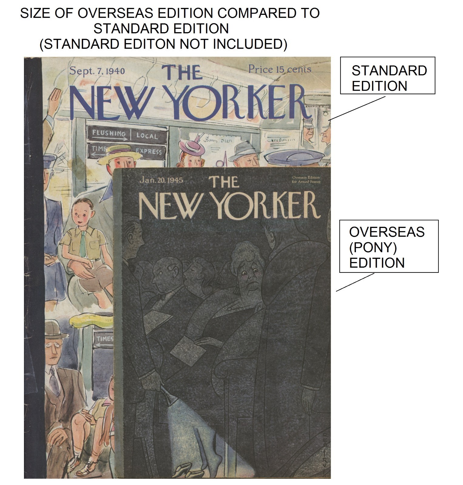 FOUR EXTREMELY RARE NEW YORKER OVERSEAS EDITIONS (PONY EDITIONS) 1945 - 1946