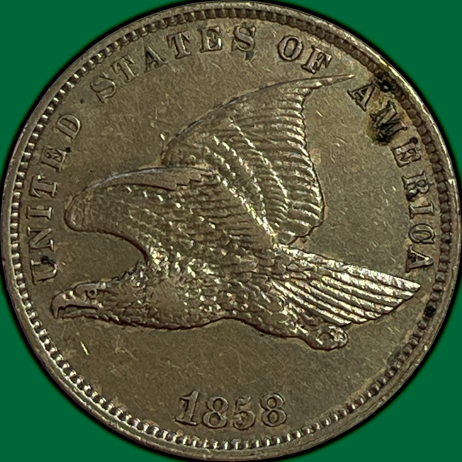 1858 Small Letters Flying Eagle Cent Almost Uncirculated AU Coin #48179