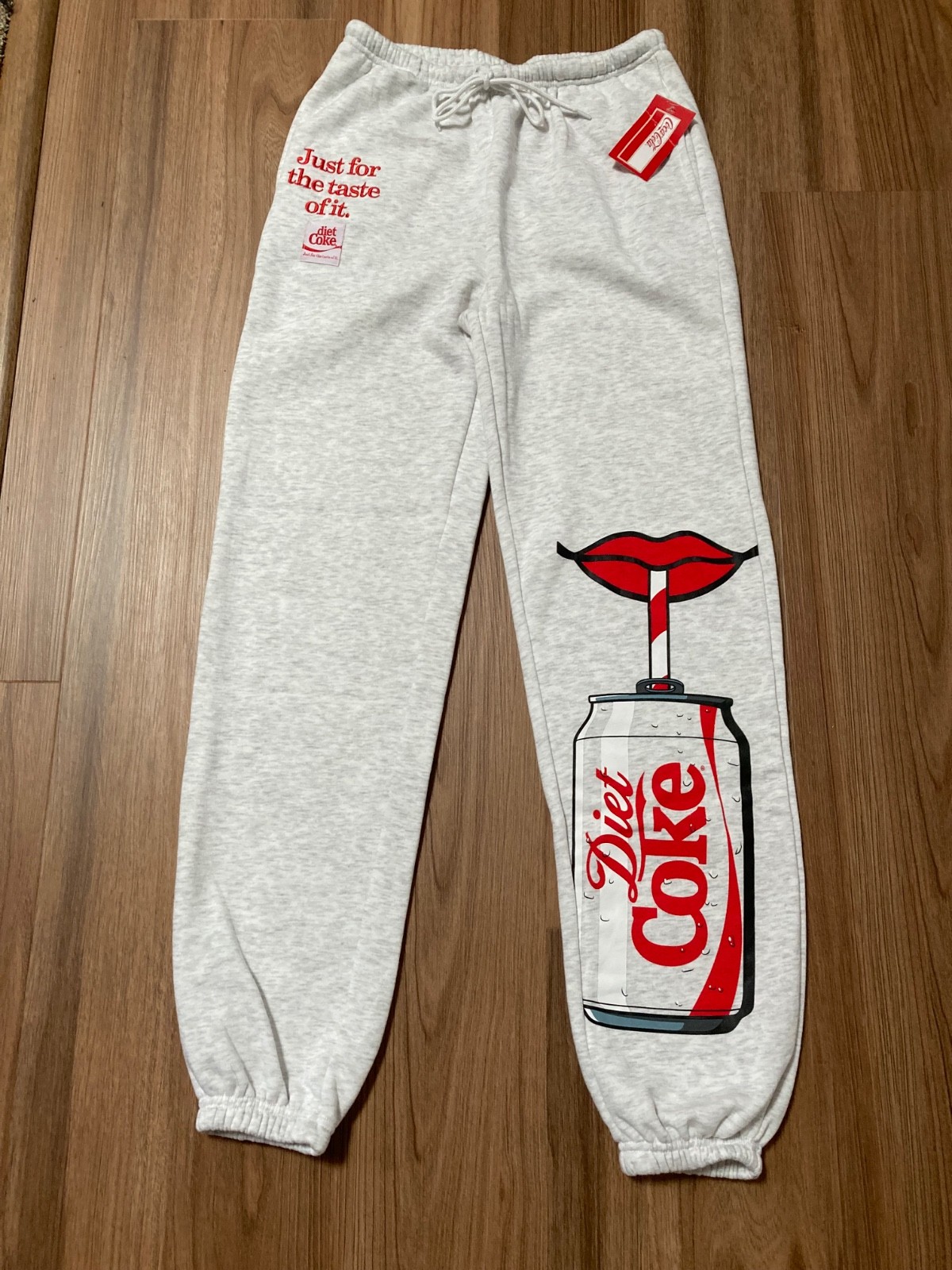 Womens Gray Diet Coke Elastic Drawstring Waist Joggers Sweat Pants Size XXS NWT