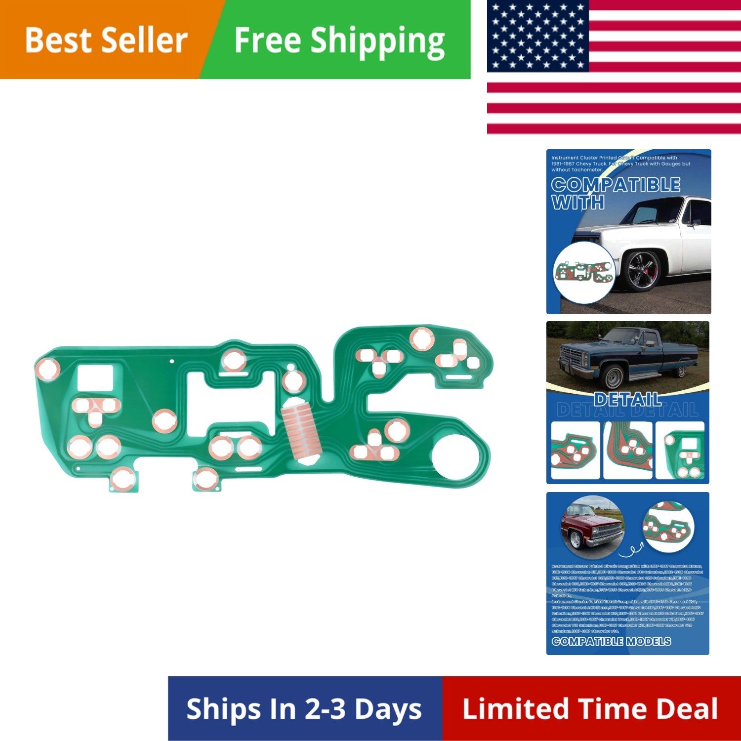 Instrument Cluster Printed Circuit Board Compatible with 1981 1982 1983 1984 ...