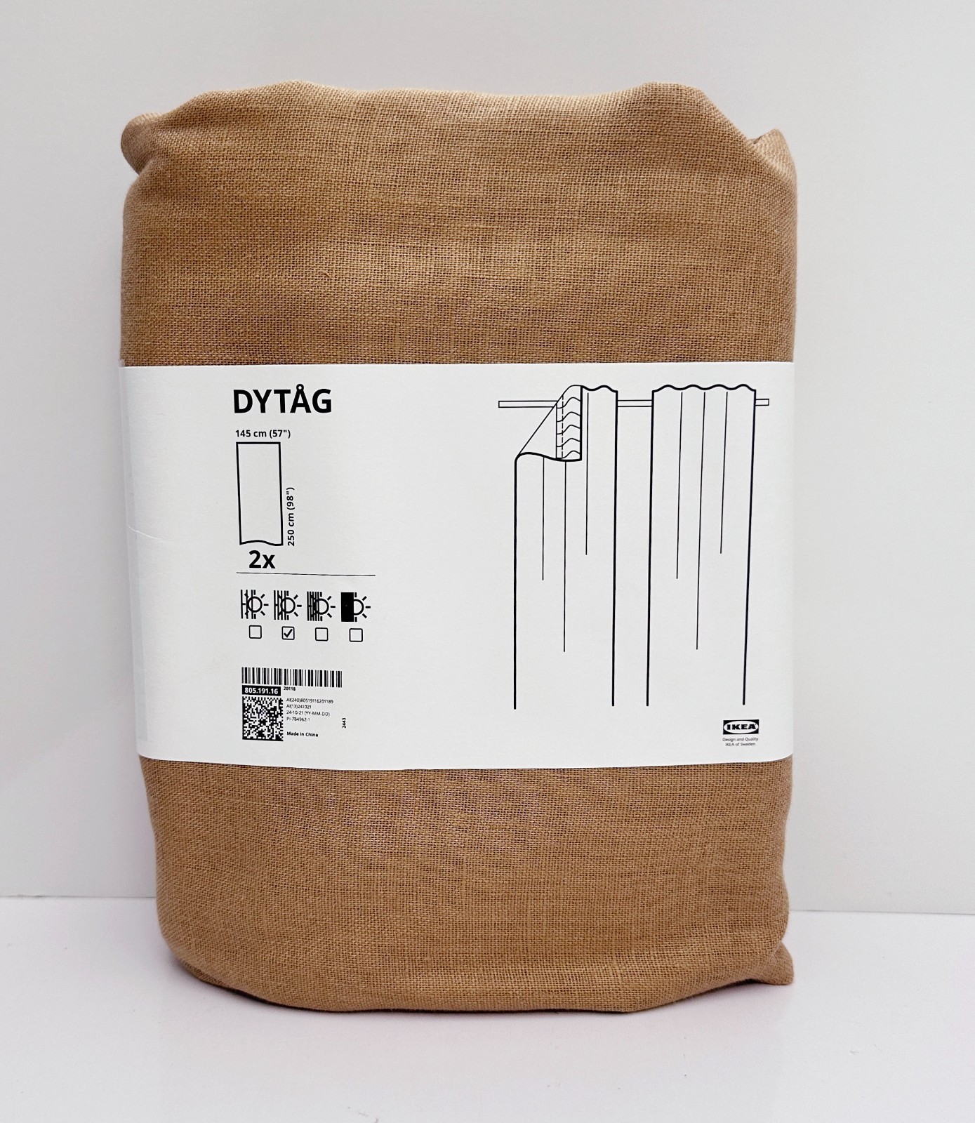 Ikea DYTAG Curtains 2 Panels (1 pair) 100% Linen, 57\
