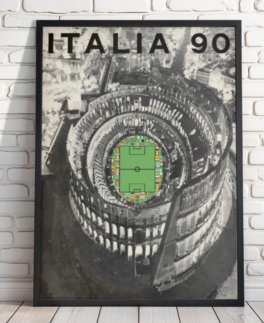 Italy 1990 World Cup Poster Italia 90 Retro Football Vintage Soccer Wall  24x36