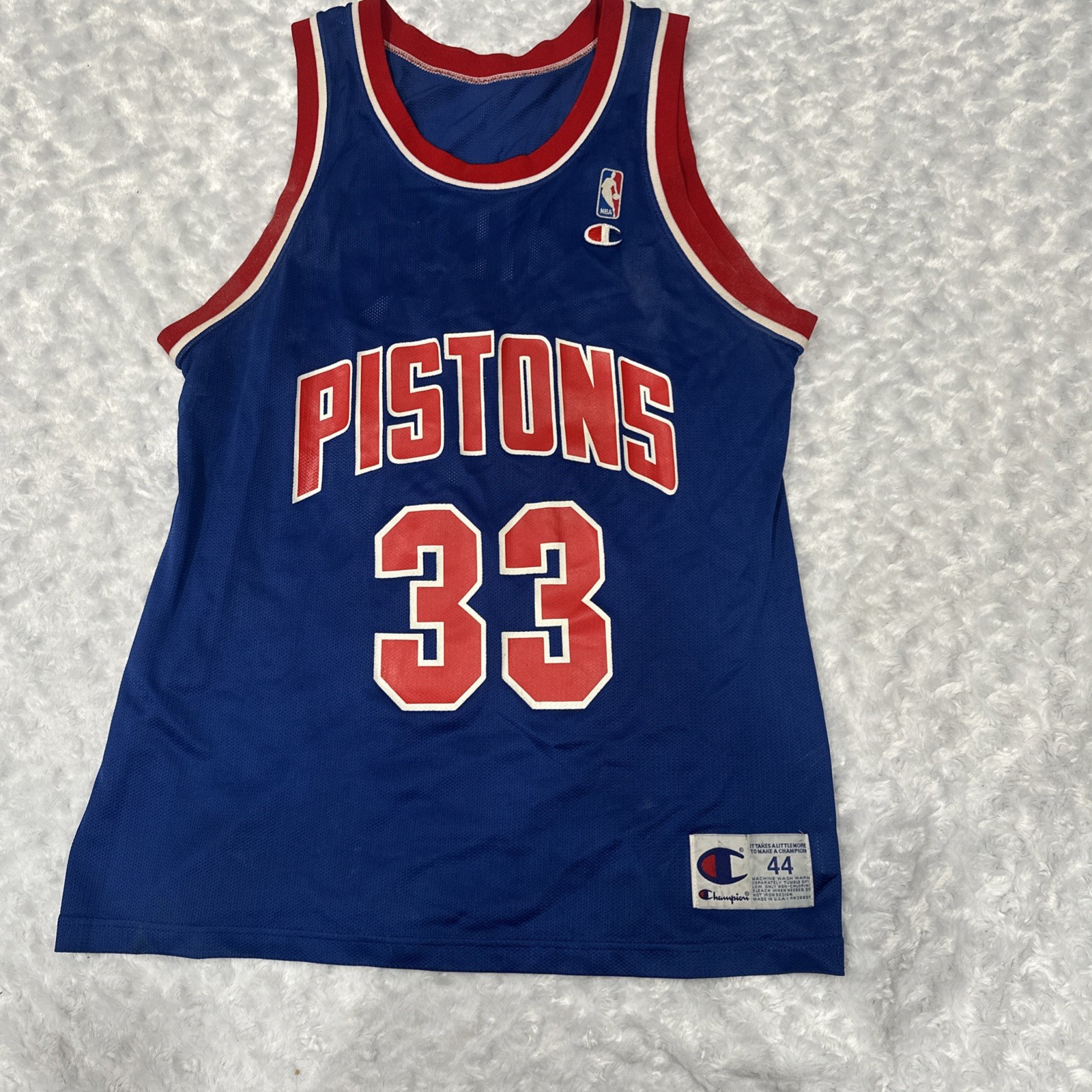 Detroit Pistons #33 Grant Hill Mens 44 Champion Vintage Basketball NBA Jersey