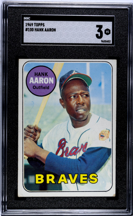 1969 Topps #100 Hank Aaron SGC 3 1969 Topps #100 Hank Aaron SGC 3