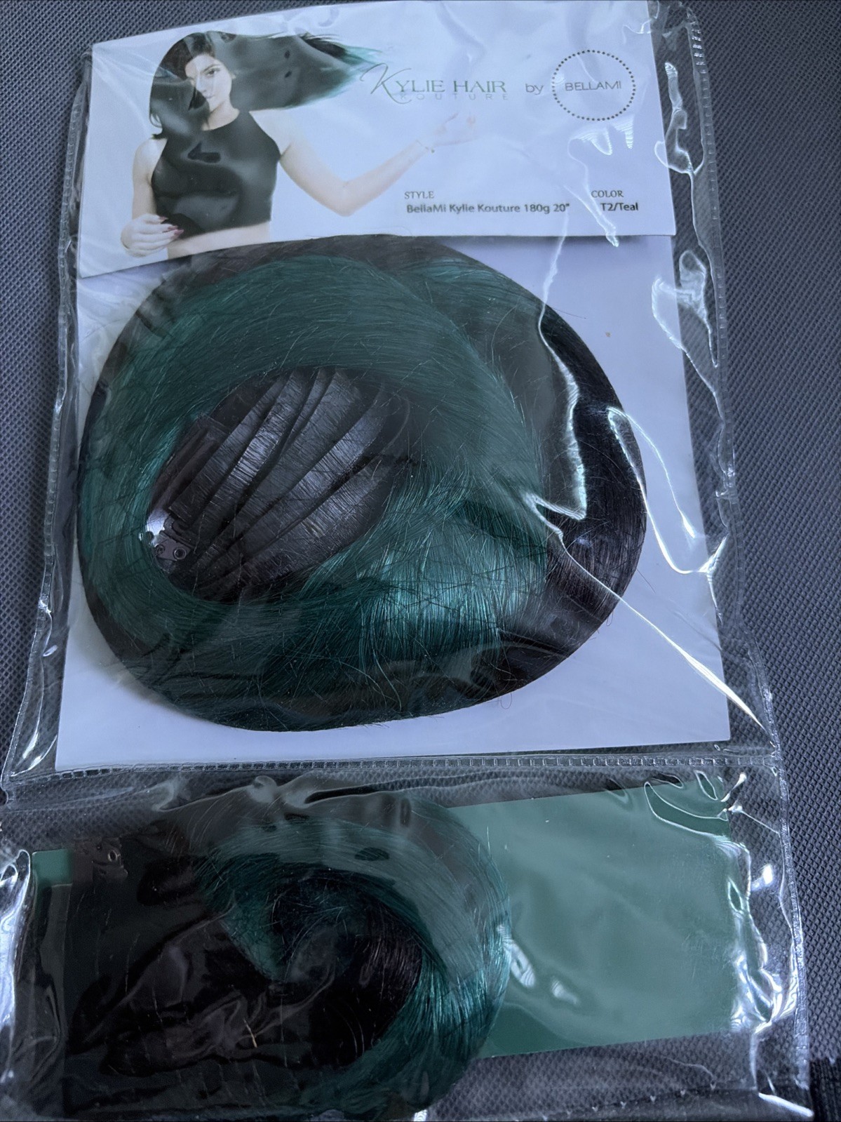 Bellami Kylie Kouture 180g/20” T2/teal. Remy human Hair