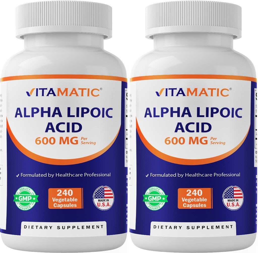 Vitamatic Alpha Lipoic Acid (ALA) 600mg Per Serving - 240 Capsules - 2 Pack