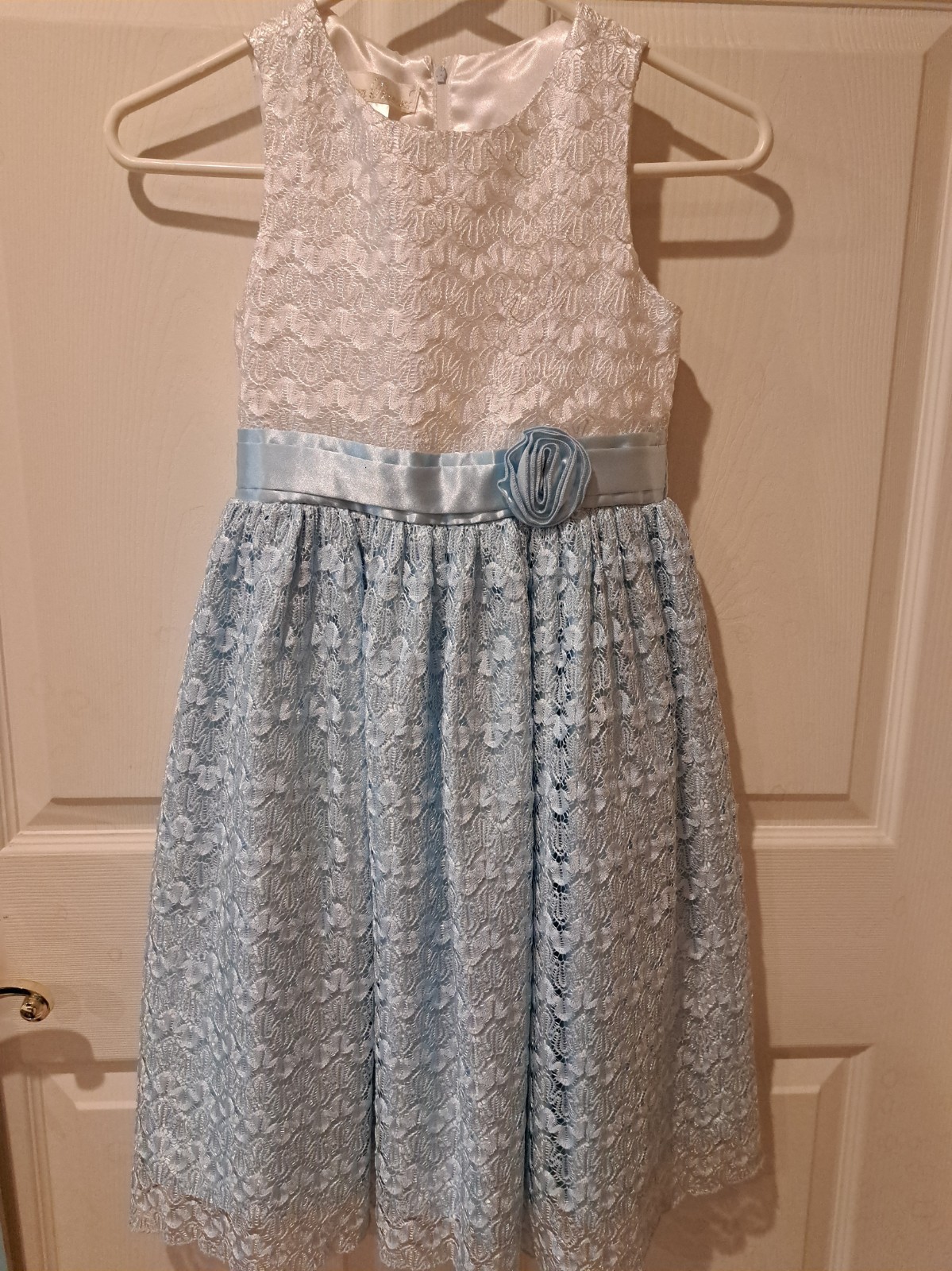 American Princess Dress Size 10 Blue and White Sleeveless Lined