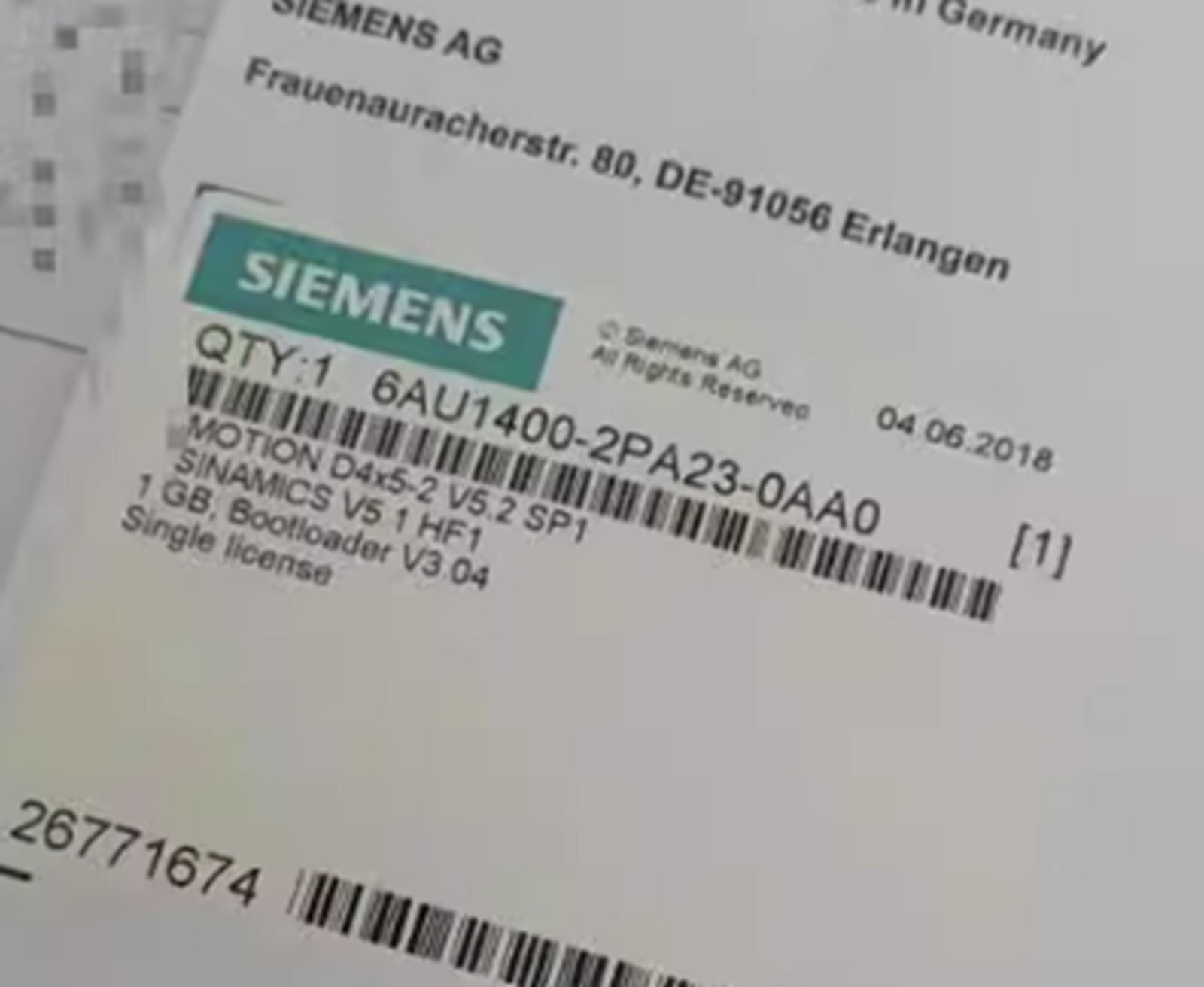 NEW Siemens 6AU1400-2PA23-0AA0