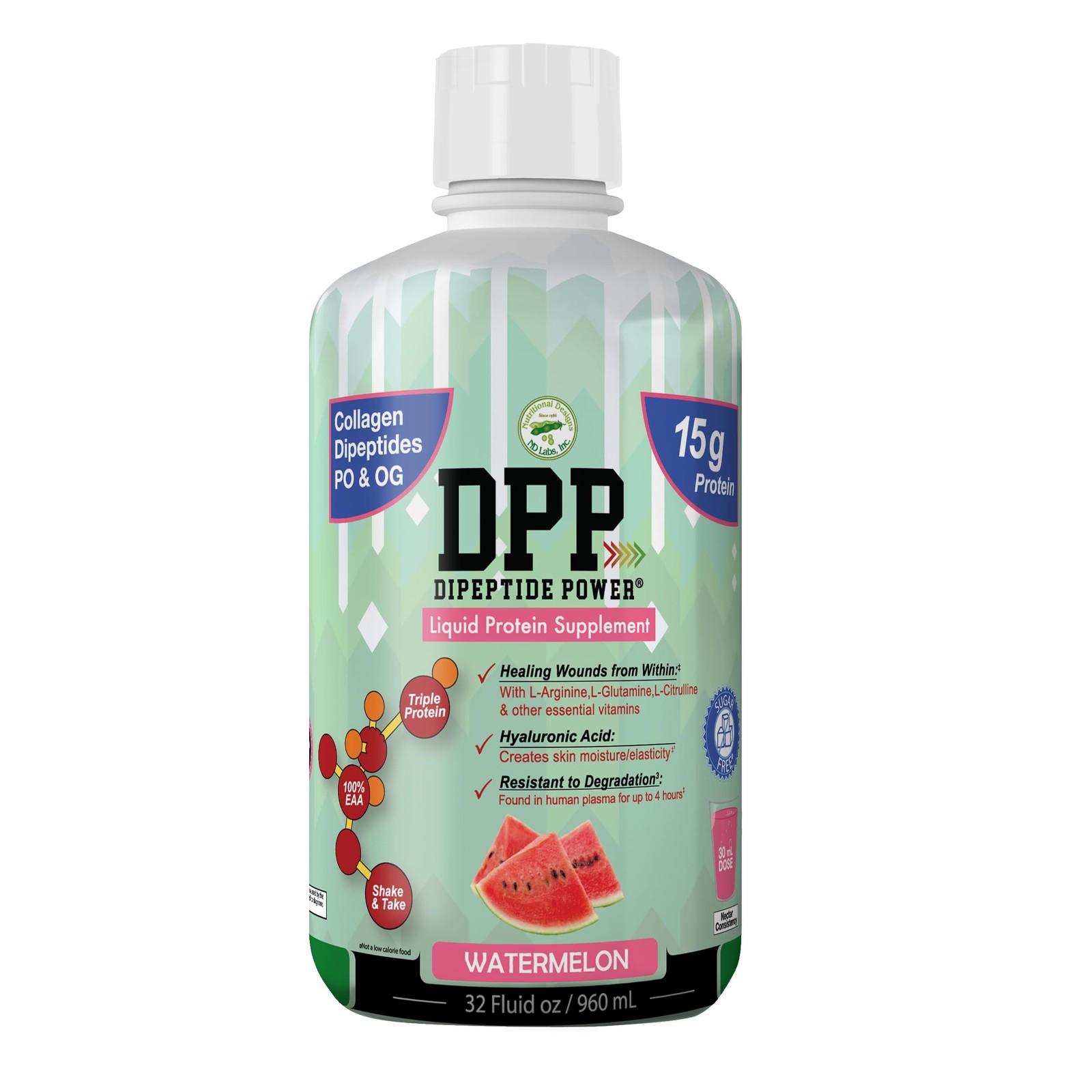Nutritional Designs DPP Dipeptide, WoundHealing Liquid Collagen & Whey Protei...