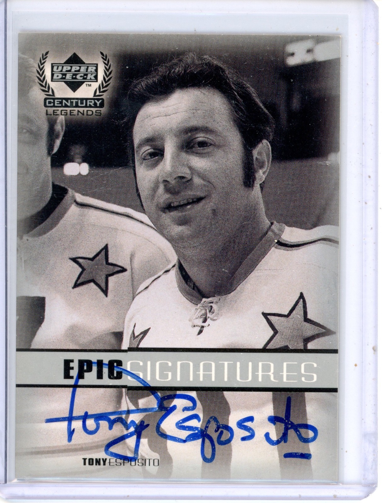 1999-00 Upper Deck Century Legends Tony Esposito Epic Signatures Auto Blackhawks