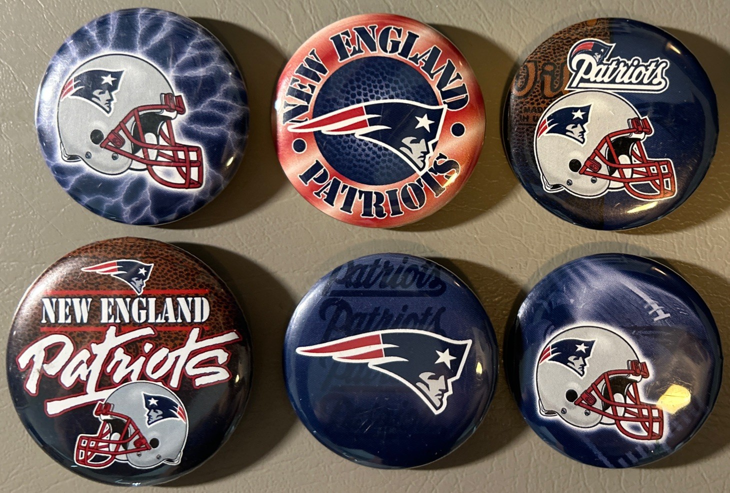 (6 pack) New England Patriots NFL 2” Buttons Pins Fun Pack (2008) Wincraft