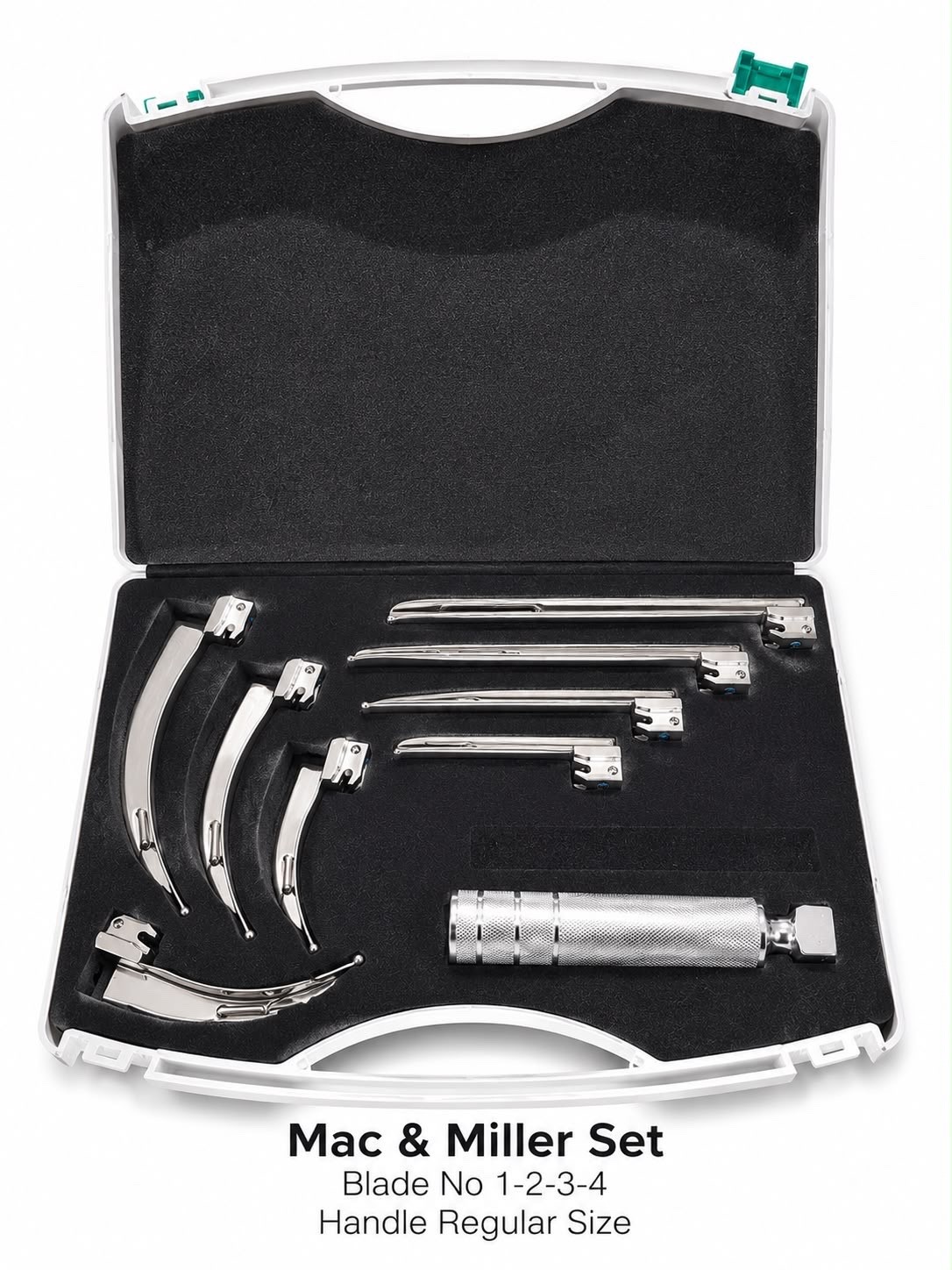 Laryngoscope Set 9PCS Intubation 8 Blades + 1 Handle Fiber-Optic Kit