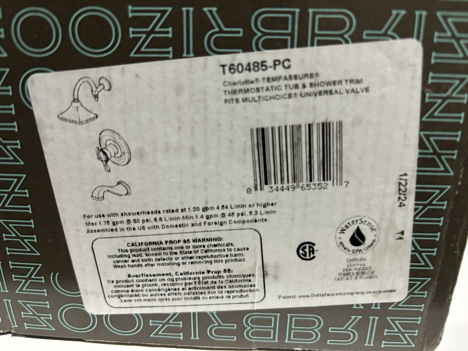 Brizo T60485-PC Charlotte TempAssure Thermostatic Tub & Shower Trim-T60485-PC