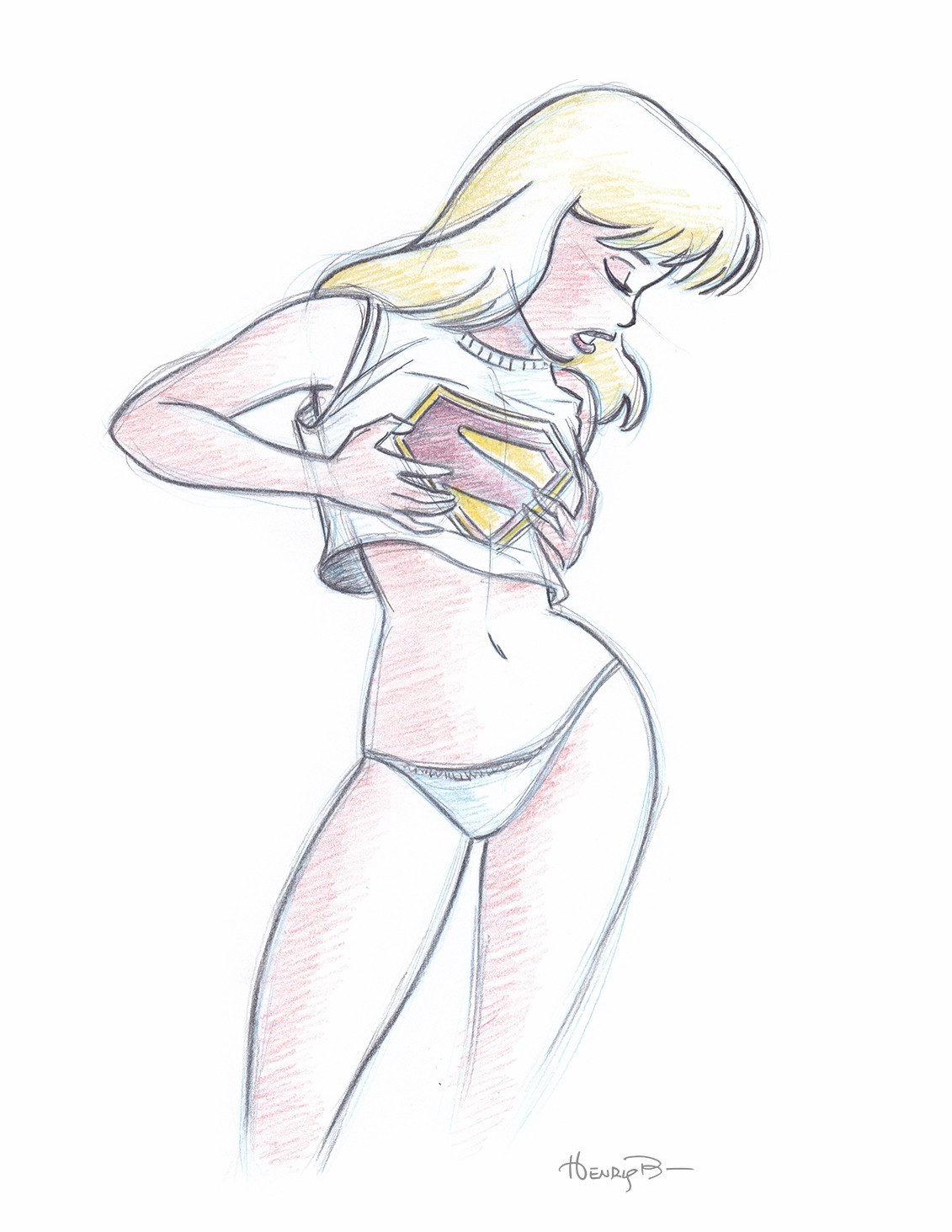 Supergirl Convention Sketch by WB Artist - Original Art Drawing in Color - HOT