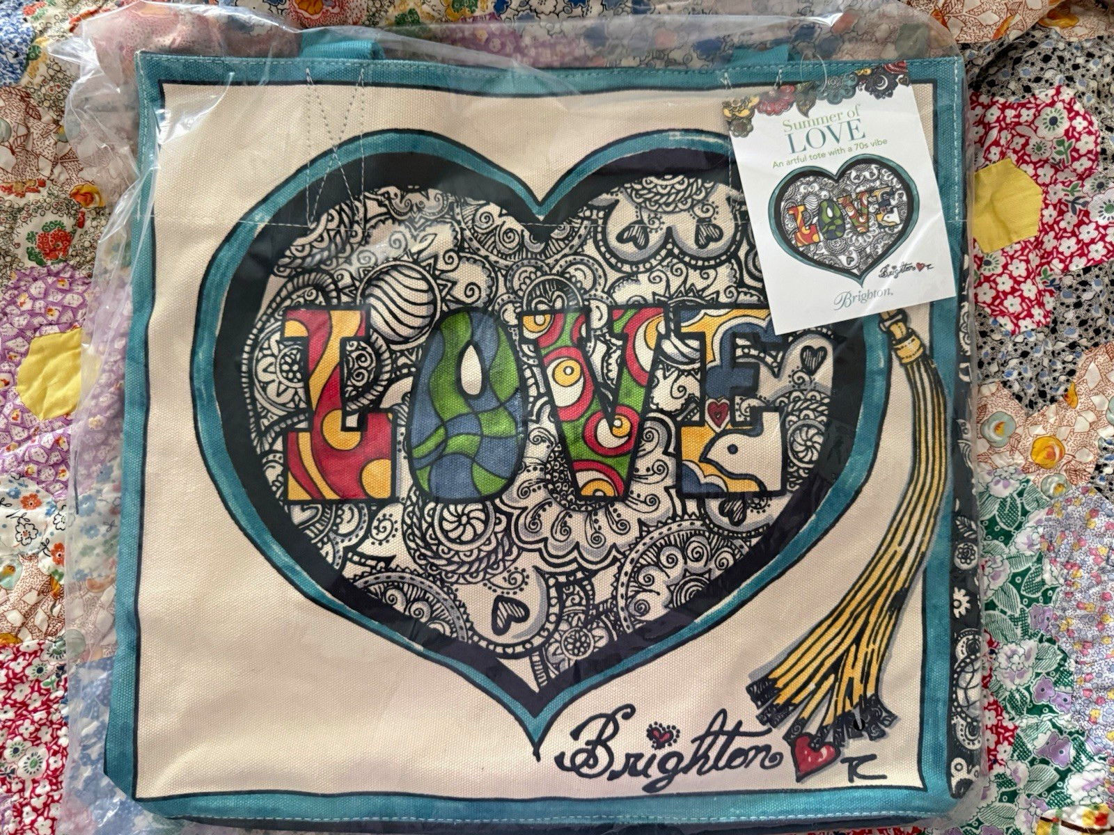 Brighton Summer of Love Large Multicolor Floral Tote w/ Pouch, Pockets Brighton Summer of Love Large Multicolor Floral Tote w/ Pouch, Pockets
