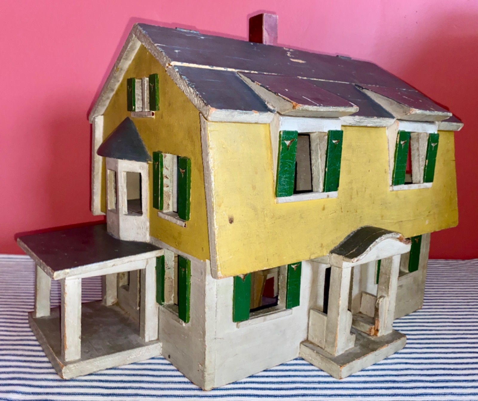 Antique c. 1910 Hand-Made Dutch Colonial 9-Room Dollhouse, Old Photo, Provenance