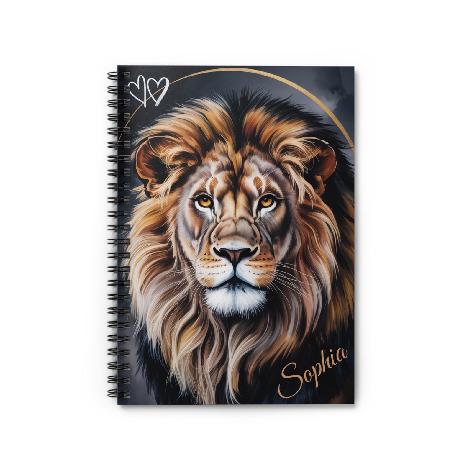 Personalized Lion Notebook Custom Name Spiral Journal Lined Gift for Women