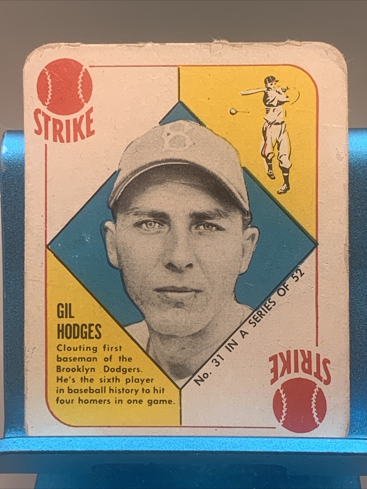 1951 Topps - Red Backs Gil Hodges #31 Brooklyn Dodgers Wrinkle Paper Loss