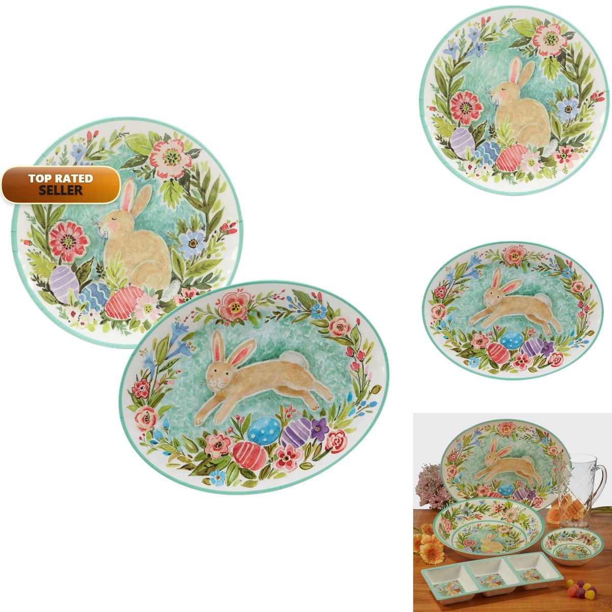 Certified International Joy of Easter Melamine 2 Piece Platter Set, Large Certified International Joy of Easter Melamine 2 Piece Platter Set, Large