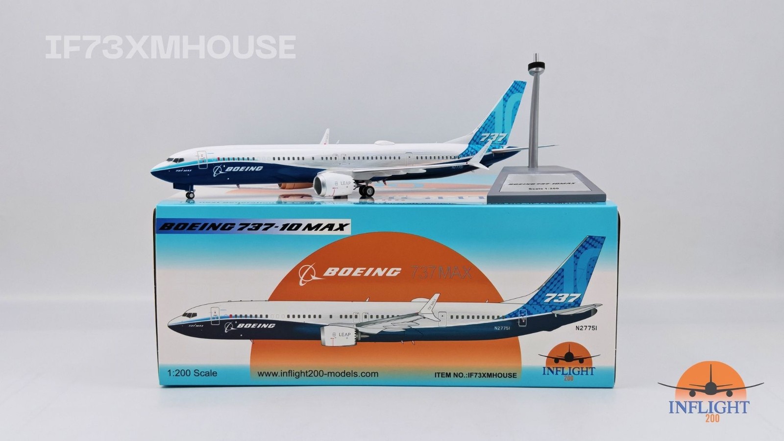 Inflight IF73XMHOUSE Boeing 737-Max 10 House Color N27751 Diecast 1/200 AV Model