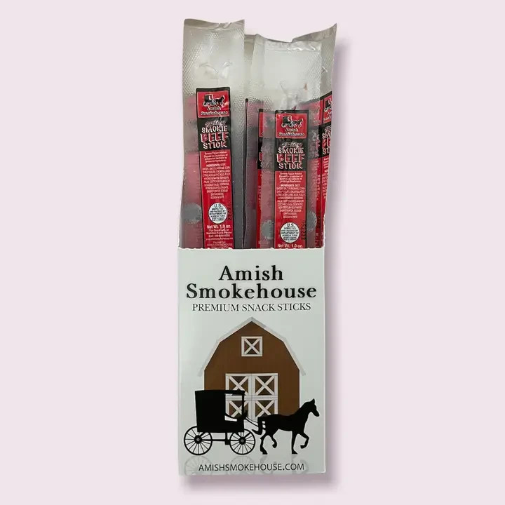 Amish Smokehouse Beef Smokie\'s, Spicy, 21 Ct Individually Wrapped
