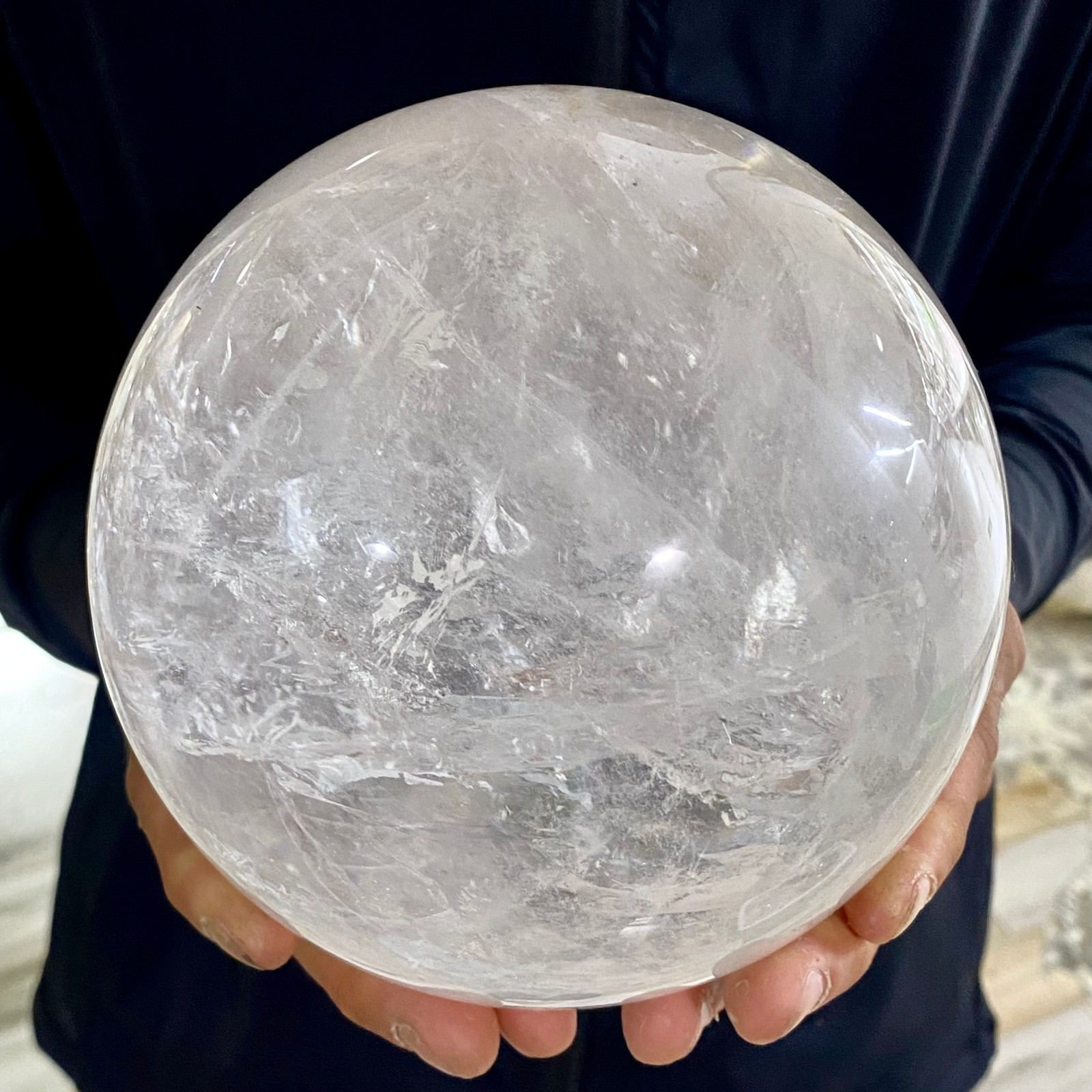 8.13LB Natural White Crystal Clear Quartz Crystal Sphere Ball Healing