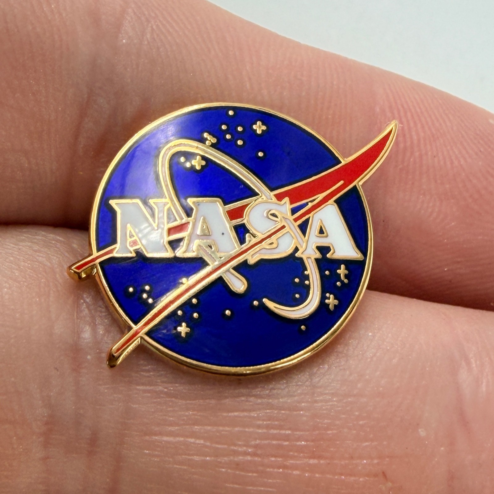 NASA Classic Meatball Logo Lapel Pin Enamel Space Program Insignia Crew Hat Tack