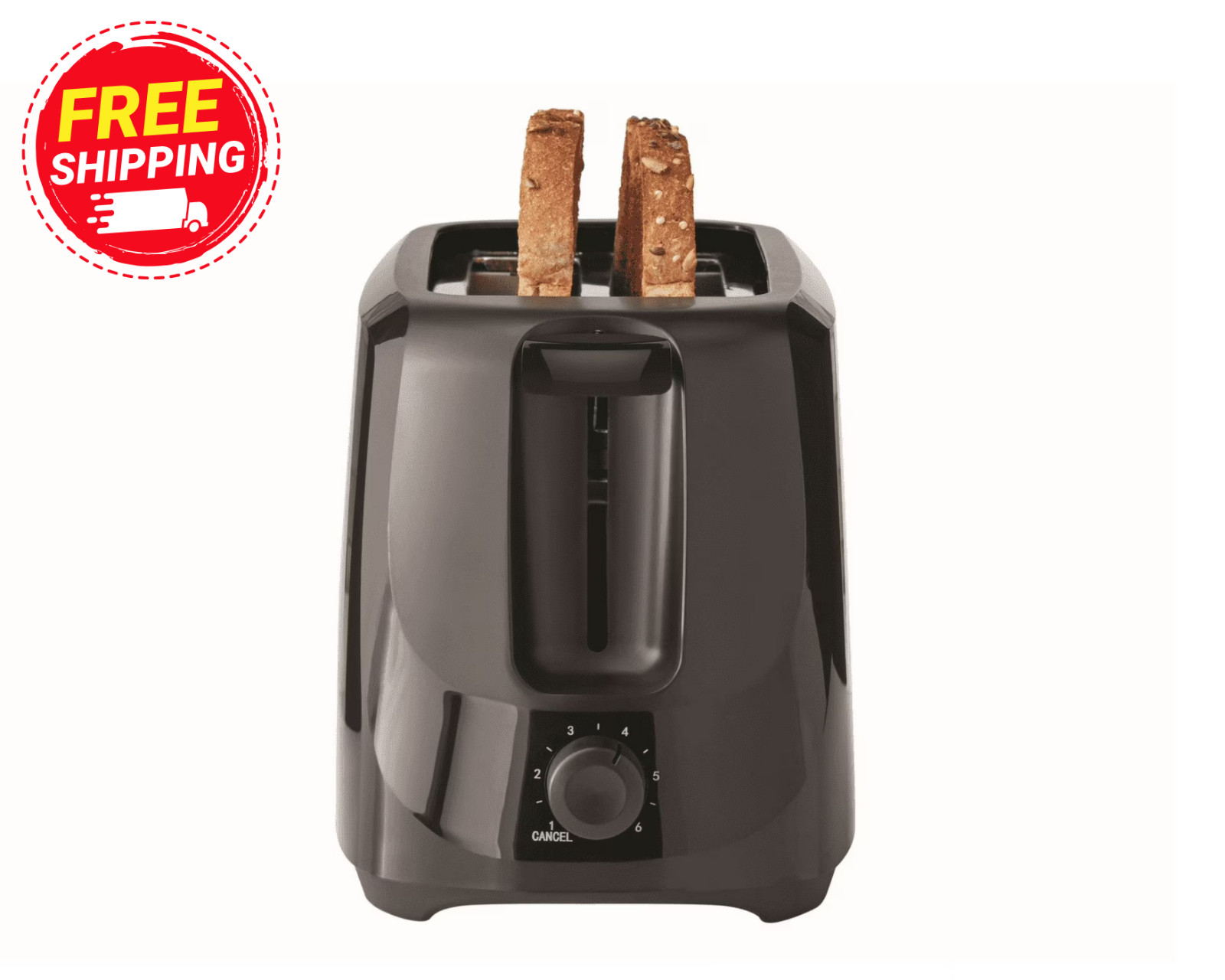 Mainstays 2-Slice Toaster with 6 Shade Settings and Removable Crumb Tray, Black