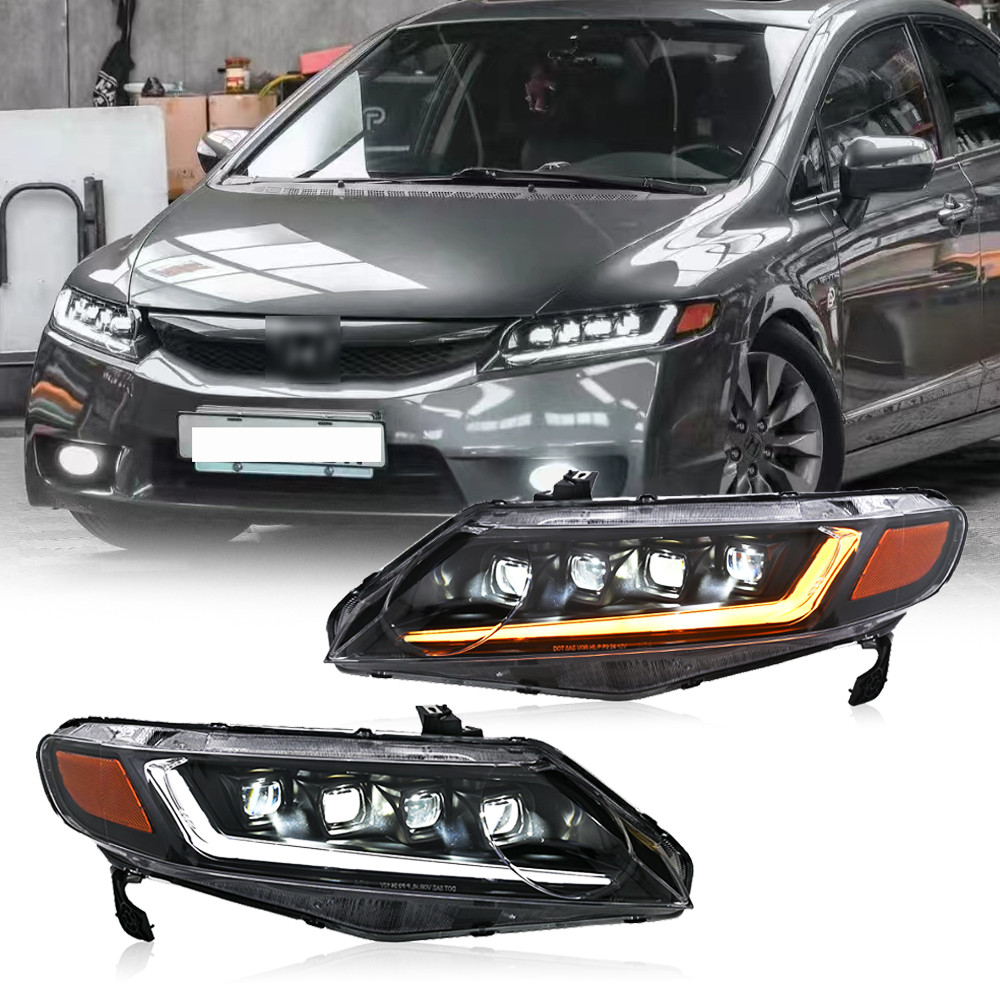 Upgraded Full LED Headlights Assembly For 2006-2011 Honda Civic 4-Door Headlamps