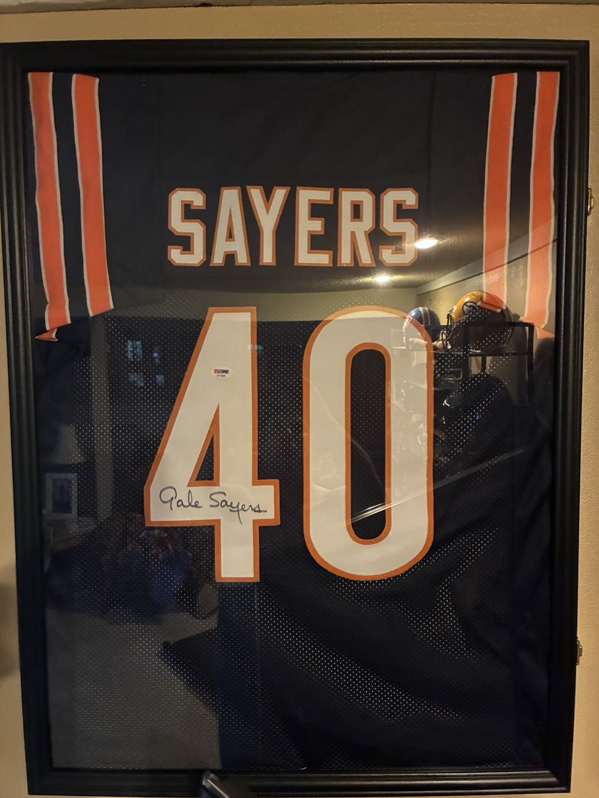 Gale Sayers Autographed Framed Jersey PSA