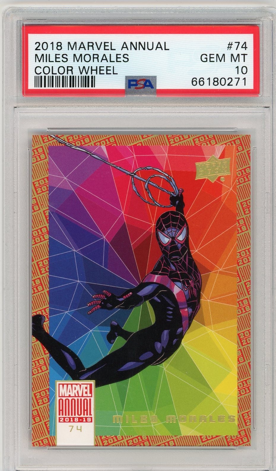 2018-19 Upper Deck Marvel Annual - #74 Miles Morales Color Wheel - PSA 10 GEM MT