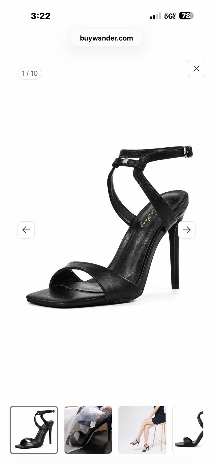 Elisabet Tang Women\'s 4 Inch Strappy Heels Comfortable & Sexy Ankle Strap US 9