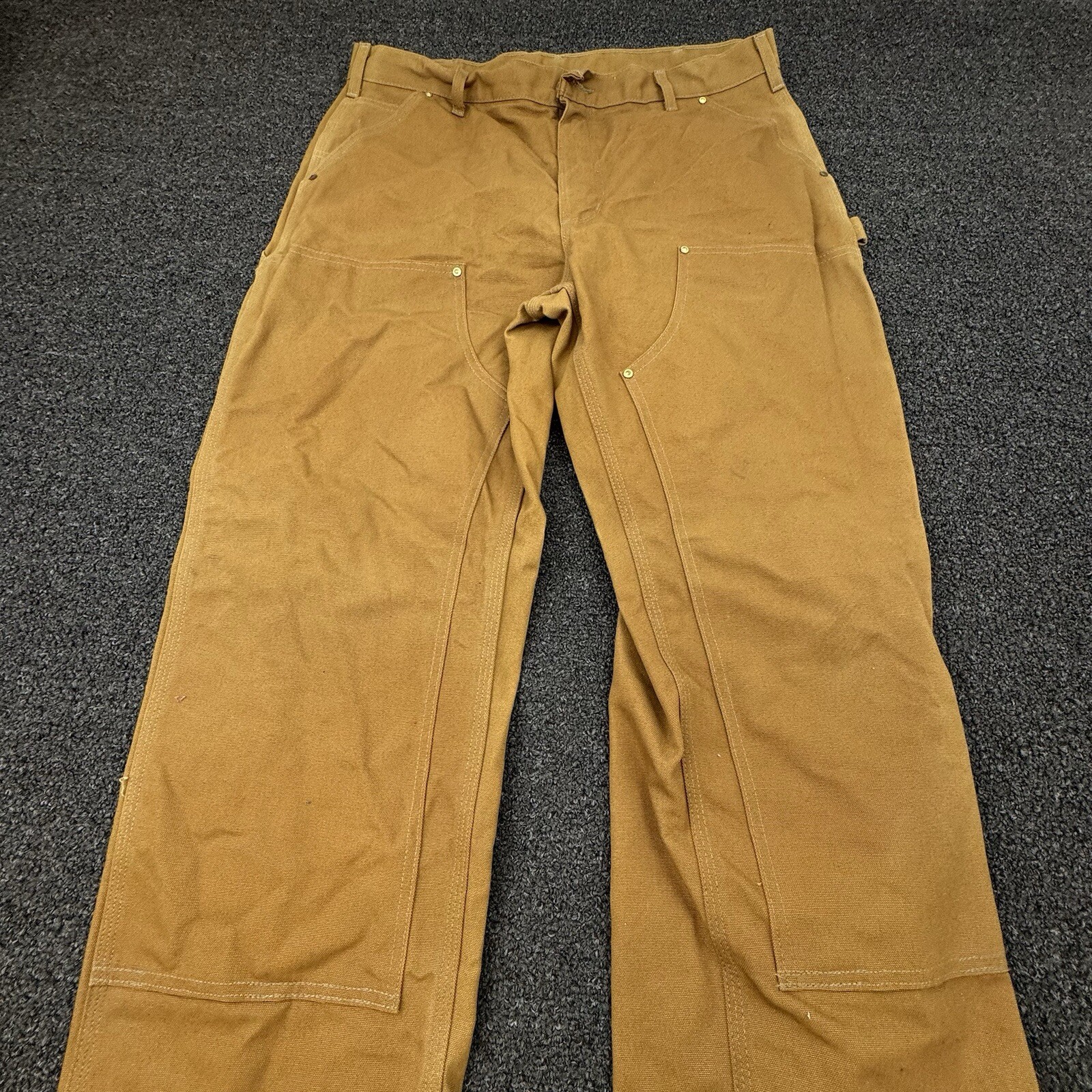 Vintage Carhart Canvas Carpenter Pants Mens 38x34 Double Knee Brown B01 USA