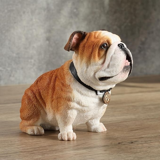 Polystone Hand Painted British Bulldog Figurine Animal Home Decor Collectible