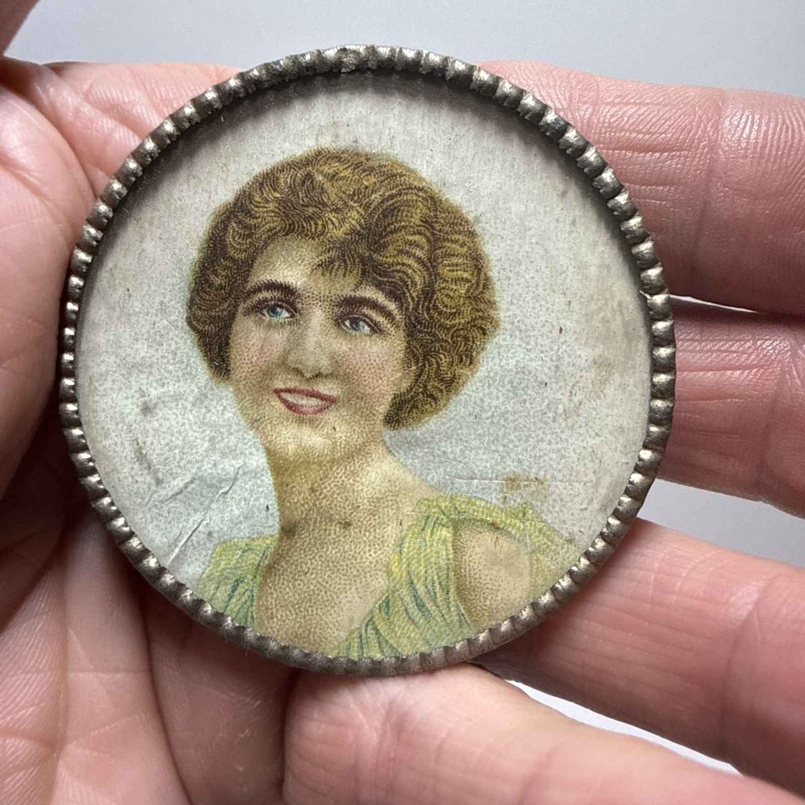 Early 1900’s Small Framed Image Of Beautiful Young Woman-painted?