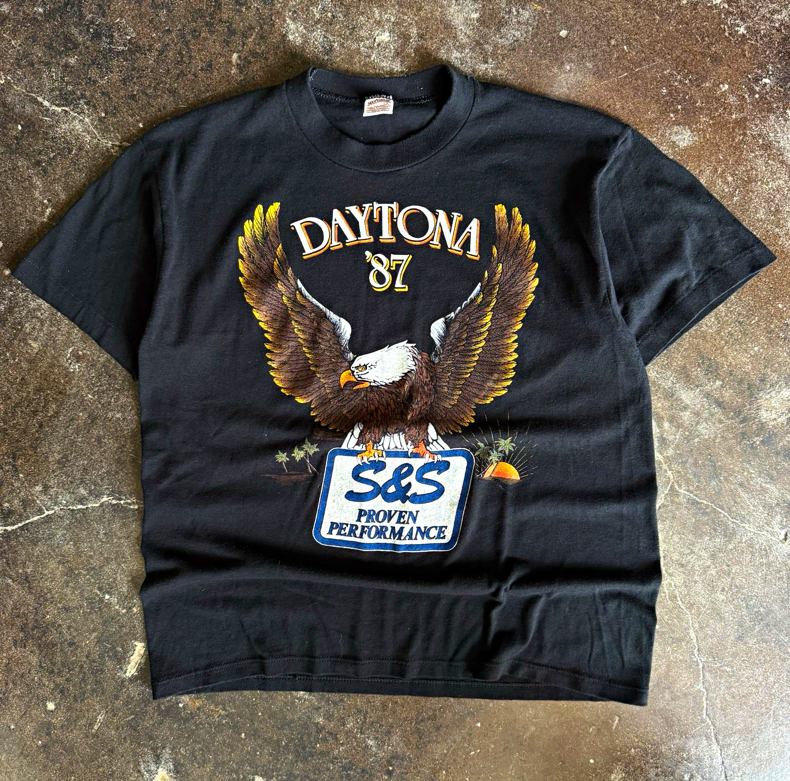 Vtg Daytona \'87 S&S Proven Performance Strokers Harley-Davidson T-Shirt Size L