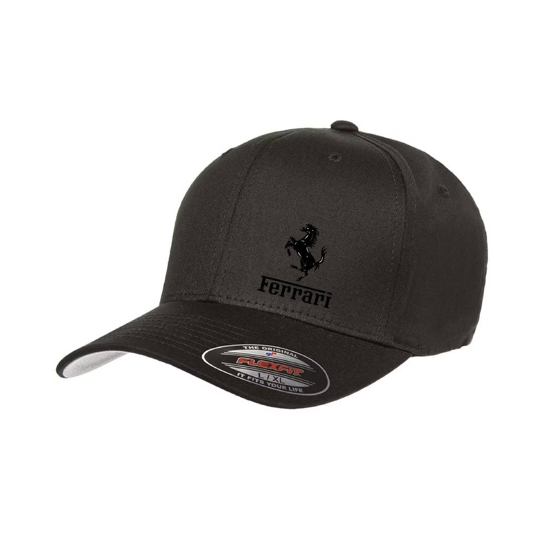 Ferrari Car Logo Cap DTF Black 5001 Flexfit Baseball Hat S/M and L/XL